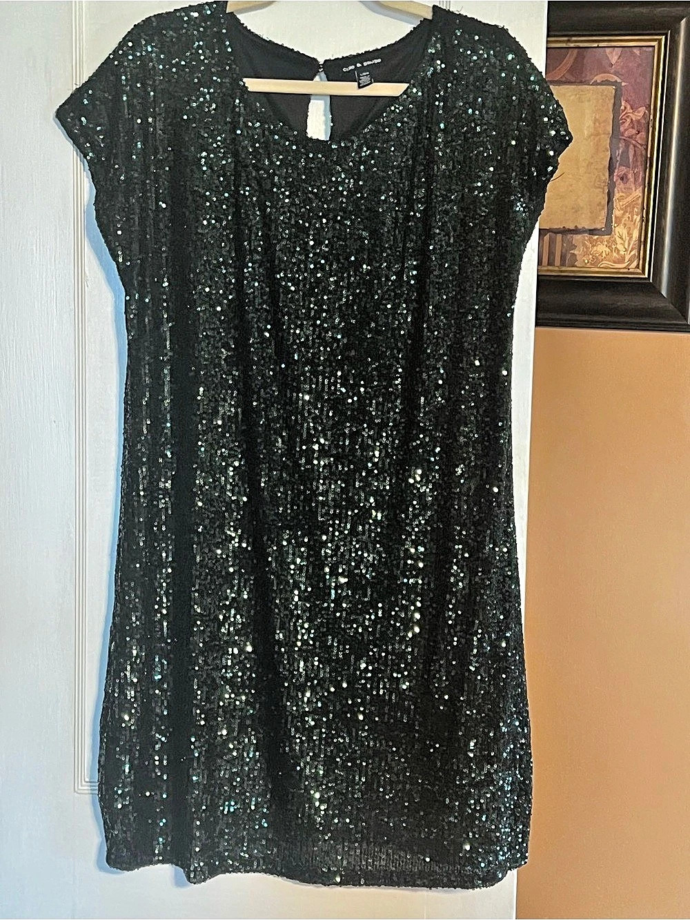 Cale & Gauge Sequin Mini Dress in dark green Size Large Like New